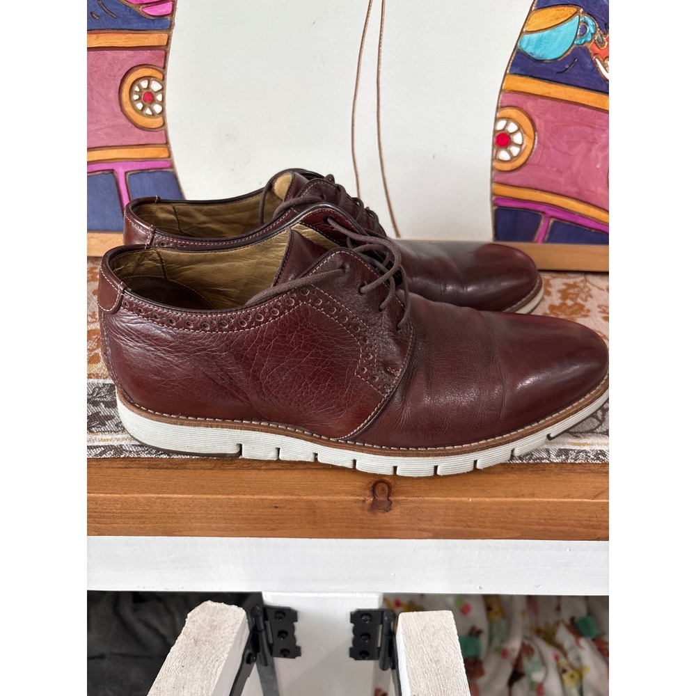 Johnston & Murphy J&M 1850 Karnes Brown Leather Wingtip Derby Shoes Mens 9M